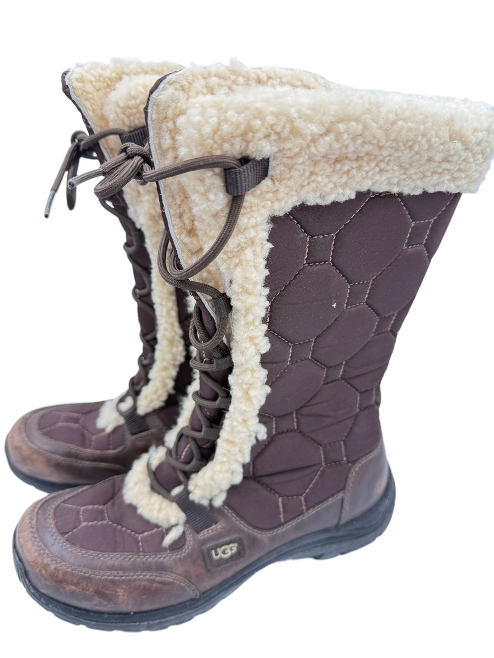 UGG Capstone Waterproof Quilted Winter Boots Brown Women’s Size 9 - Picture 3 of 6